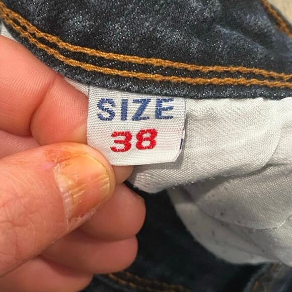 Miss Anna Womens Flare Jeans Mid Rise Denim 5 Pockets Dark Wash Blue Size 38 - Picture 8 of 11